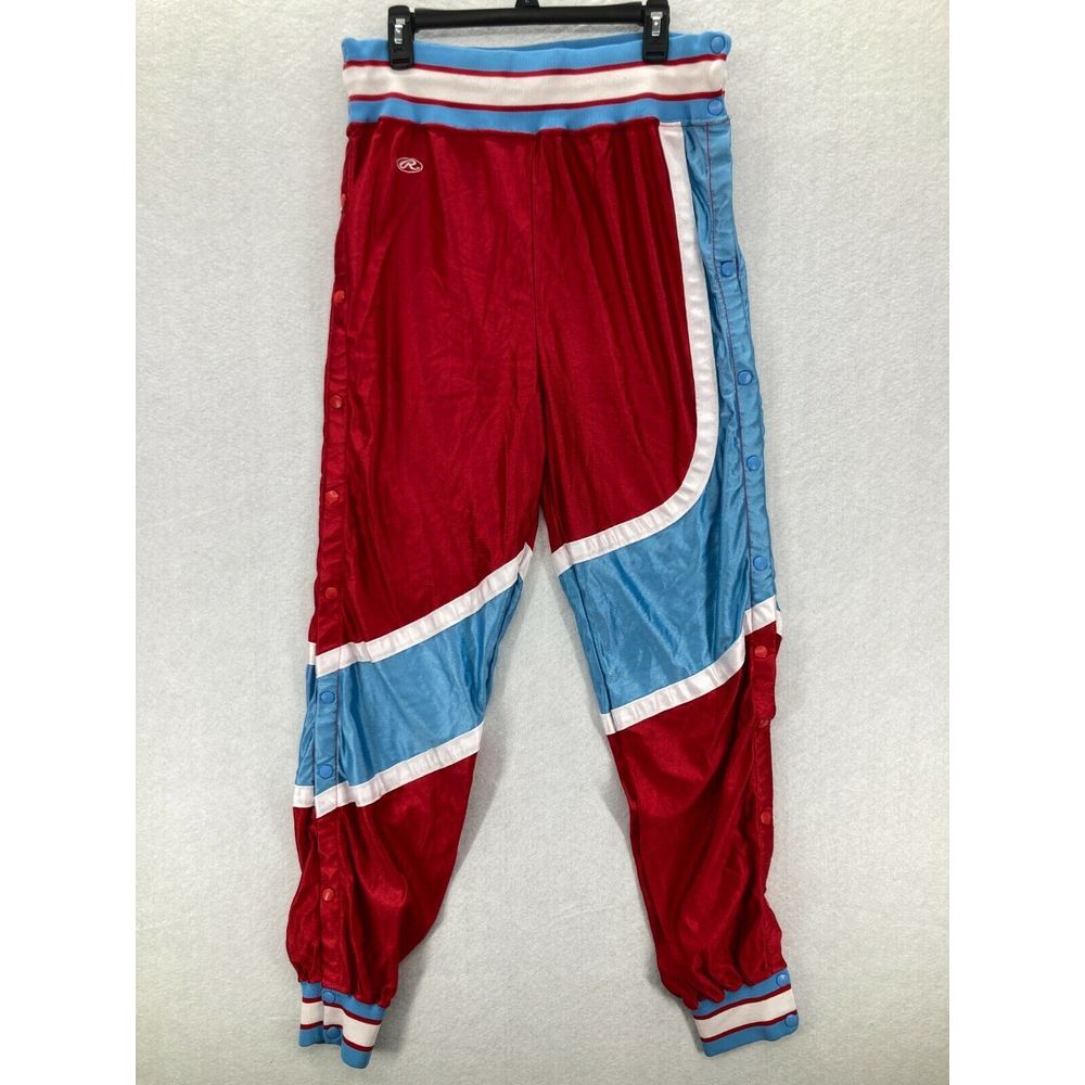 Vintage Rawlings Womens Size 32 Red‎ White Blue Side Snap Sweatpants Baseball